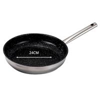 Venteo -Poele Inox 24 cm | Poele Induction Revêtement Céramique Anti Adhérence Sans PFOA | Casserole Induction Compatibilité Tous Feux Cuisson Homogène | Maîtrisée Cuisine Domestique et Culinaire