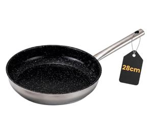 Venteo - Poele Inox 28 cm | Poele Induction Revêtement Céramique Anti Adhérence Sans PFOA | Casserole Induction Compatibilité Tous Feux Cuisson Homogène | Maîtrisée Cuisine Domestique et Culinaire