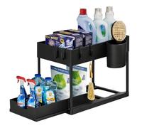 Venteo Rangement sous Evier Noir | Organisateur d'armoires de Cuisine | Meuble De Rangement | Meuble Salle De Bain Domestique | Meuble Chaussure Organisation | Rangement sous Évier Cuisine (Noir)