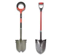 venteo Rouge Pelle ronde RootSlayer + pelle à rebords RootSlayer Outils de jardin multifonctions Idéal pour tous types de sols Polyvalents et légers