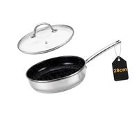 VENTEO Sauteuse Poele Inox 28 cm avec Couvercle | Poele Ceramique Tous Feux Induction | Cuisson Sans PFOA | Idéale pour Saisir, Mijoter, Revenir, Faire Sauter et Préparer Toutes Vos Recettes
