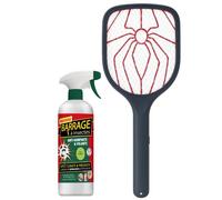 Venteo Spray Répulsif Attrape Araignée Anti Moucherons Géraniol Intérieur Extérieur + Raquette Électrique NO INSECT contre les Insectes Volants à Pile