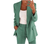 Ventes Flash 2 Pièces Tailleur Femme Ensemble Pantalon Couleur Unie Élégant Manches Longues Grande Taille Simple Boutonnage Revers Blazer Veste Chic Formel Bureau Travail Pantalon Costumes Soldes