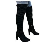 Ventes Flash du Jour, Cuissardes Femme Sexy Haute, Cuissardes Talon Aiguille, Camping, Cuir, Noir, Bottes Neige Femme Photographie, Marron, Confort Chic Pieds Sensibles Automne Hiver pour Femme