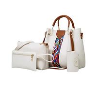 Ventes Flash du Jour et Soldes Sacs Portés Main de 4 pièces Sac a Main Femme +Sac Bandoulière Mode+Portefeuille+Porte Cartes Mignon Sacs D'epaule Contrasté de Voyage Quotidien Travail Pas Cher