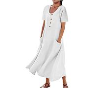 Ventes Flash du Jour Robe D Ete Femme Coton et Lin Generique Longue Pas Cher Mi-Longue Dress pour Fêter Elegante Boheme Max Robe de Soirée Confortable léger Décontractée Robes de Plage Vacances