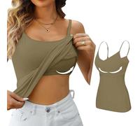 Ventes Flash HUIFUAO Camisole pour Femme avec Soutien-Gorge intégré - Débardeur Blanc Sexy pour l'été - Débardeur Basique avec Soutien-Gorge intégré, Z07 Vert, M