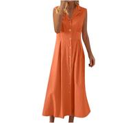 Ventes Flash Robe d Ete Femme Coton et Lin Tank Robe de Travail Chic et Elegant Décontractée Robes Longue en Lin Été Vêtements Femme Soldes Chemise Maxi Dresses de Soirée Fêter Dress de Vacances