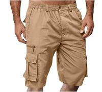 Ventes Flash Short Cargo Homme Shorts Et Bermudas Homme Multi-Poches Trendy Pantalon Court Travail Taille Elastique Short de Sport Hommes Bermuda Vintage avec Fermeture Éclair pour Randonnée Pas Cher