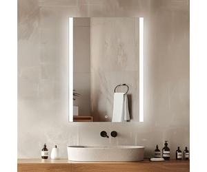 Venti 50x70 cm Miroir Salle de Bain avec Eclairage LED, Miroir LED Salle de Bain Rectangulaire, Rétroéclairage Blanc Naturel avec Bandes Lumineuses Latérales