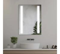 Venti Miroir de Salle de Bain rectangulaire 50x70cm avec éclairage LED et Interrupteur Tactile, Double Bande LED, Miroir de Salle de Bain rectangulaire avec éclairage LED Blanc Naturel à l’Avant.