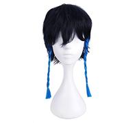Venti Perruque pour les fans de Genshin Impact | Barbatos Cosplay Wig | Noir/bleu | 36 cm