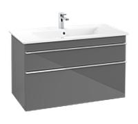 Villeroy und Boch Venticello A92601FP 95,3 x 59 x 50,2 cm, lavabo au milieu, poignée chromée, Glossy Grey