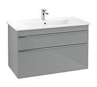 Venticello Villeroy und Boch vasque A92601RA 95,3 x 59 x 50,2 cm, vasque au milieu, poignée chromée, verre Glossy Grey