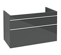 Venticello Villeroy und Boch vasque A92602RA 95,3 x 59 x 50,2 cm, vasque au milieu, poignée blanche, verre Glossy Grey