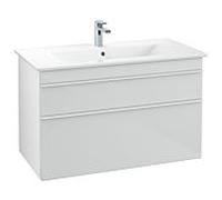 Venticello Villeroy und Boch vasque A92602RE 95,3 x 59 x 50,2 cm, vasque au milieu, poignée blanche, verre Glossy White