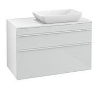 Venticello Villeroy und Boch vasque A94302RE 95,7 x 60,6 x 50,2 cm, lavabo à droite, poignée blanche, verre Glossy White