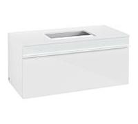 Venticello Villeroy und Boch vasque A94602RE 95,7 x 43,6 x 50,2 cm, centre de vanité, poignée blanche, verre Glossy White