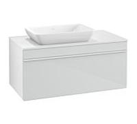 Venticello Villeroy und Boch vasque A94702RE 95,7 x 43,6 x 50,2 cm, meuble sous-vasque gauche, poignée blanche, verre Glossy White