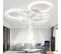 Ventilador De Techo Con Luz LED Regulable Y Control Remoto, Plafonnier Ventilateur 85 W, 6800Lm, Motor Reversible, 6 Velocidades, Apto Para Salón Y Dormitorio, Con Luz, Color,Blanco