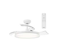Philips Ventilateur de plafond Solr LED 32 W, 3 pales rétractables, télécommande, blanc