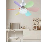 Ventilateur à cinq pales à visser E27 40W 52 cm pales de couleur couvercle en cristal gradation continue avec télécommande-Olive