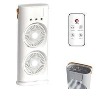 Ventilateur à double tête avec tour de refroidissement, brumisateur rechargeable de 300 ml avec 3 vitesses réglables et 7 couleurs nocturnes, rotation à 120°, 3 buses, ventilateurs portables pour