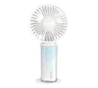 Ventilateur à main - Blanc/rose, silencieux, 3 vitesses réglables, rechargeable par USB, petit ventilateur de table pour la maison, 10,2 cm de diamètre, moteur sans balais, batterie de 2000 mAh |