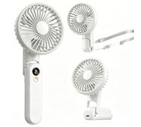 Ventilateur à main, mini ventilateur portable USB rechargeable 4000 mAh, ventilateur de poche avec 5 Vitesses, ventilateur de bureau 180° pliable avec écran LED pour bureau, voyage, plage, camping