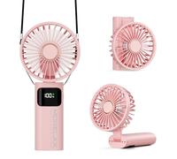 Ventilateur à Main, Mini Ventilateur Portatif, 5200mAh Rechargeable, Petit Ventilateurs de Poche Avec 6 Vitesses, 180° Ventileur USB Pliable pour la Maison, le Bureau, l'Ecole, l'Extérieur , Rose