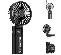 Ventilateur à Main, Mini Ventilateur Portatif, 5200mAh Rechargeable, Petit Ventilateurs de Poche Avec 6 Vitesses, 180° Ventileur USB Pliable pour la Maison, le Bureau, l'Ecole, l'Extérieur, Noir