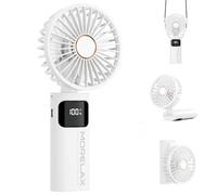 Ventilateur à Main, Mini Ventilateur Portatif, 5200mAh Rechargeable, Petit Ventilateurs de Poche Avec 6 Vitesses, 180° Ventileur USB Pliable pour la Maison, le Bureau, l'Ecole, l'Extérieur, Blanc