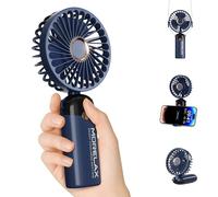 Ventilateur à Main, Mini Ventilateurs Portatif, 4000mAh Rechargeable, Petit Ventilateur de Poche Avec 6 Vitesses, 90° Ventilateur USB Pliable pour la Maison, le Bureau, l'Ecole, l'Extérieur, Bleu
