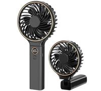 Ventilateur à main portable, mini ventilateur 4000 mAh USB rechargeable avec 6 vitesses silencieux avec écran LED, ventilateur de bureau pliable pour bureau, chambre à coucher, voyage, plage, campin
