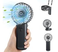 Ventilateur à main, portable rechargeable par USB avec 4 vitesses, mini ventilateur de bureau électrique pliable pour la maison, le bureau, l'intérieur, l'extérieur, les voyages (noir)
