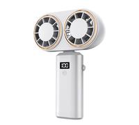 Ventilateur à main, ventilateur portable pour voyager - deux têtes rechargeables affichage numérique léger à 5 vitesses pour plage de ranndonnée de randonnée de de la plage sportif de camping