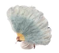Ventilateur à Plumes 90CM Éventails en Plumes colorées 13 éventails pliants à Main en os for Carnaval fête de Mariage scène Danse Accessoires décor Pluma Craft(Light Blue,Right Fan 1PCS)