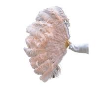 Ventilateur à Plumes 90CM Éventails en Plumes colorées 13 éventails pliants à Main en os for Carnaval fête de Mariage scène Danse Accessoires décor Pluma Craft(Champagne,Left and Right 1pair)