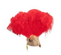 Ventilateur à Plumes 90CM Éventails en Plumes colorées 13 éventails pliants à Main en os for Carnaval fête de Mariage scène Danse Accessoires décor Pluma Craft(Red,Left and Right 1pair)