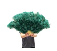 Ventilateur à Plumes 90CM Éventails en Plumes colorées 13 éventails pliants à Main en os for Carnaval fête de Mariage scène Danse Accessoires décor Pluma Craft(Dark Green,Left and Right 1pair)