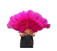 Ventilateur à Plumes 90CM Éventails en Plumes colorées 13 éventails pliants à Main en os for Carnaval fête de Mariage scène Danse Accessoires décor Pluma Craft(Rose Red,Left and Right 1pair)