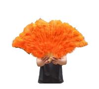 Ventilateur à Plumes 90CM Éventails en Plumes colorées 13 éventails pliants à Main en os for Carnaval fête de Mariage scène Danse Accessoires décor Pluma Craft(Orange,Right Fan 1PCS)