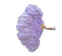Ventilateur à Plumes 90CM Éventails en Plumes colorées 13 éventails pliants à Main en os for Carnaval fête de Mariage scène Danse Accessoires décor Pluma Craft(Light Purple,Left and Right 1pair)
