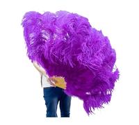 Ventilateur à Plumes 90CM Éventails en Plumes colorées 13 éventails pliants à Main en os for Carnaval fête de Mariage scène Danse Accessoires décor Pluma Craft(Red Purple,Left Fan 1PCS)