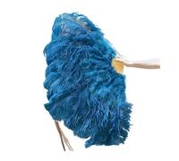 Ventilateur à Plumes 90CM Éventails en Plumes colorées 13 éventails pliants à Main en os for Carnaval fête de Mariage scène Danse Accessoires décor Pluma Craft(Deep Blue02,Left and Right 1pair)