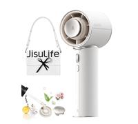 Ventilateur AromaCool JISULIFE avec batterie 30H, cuir PU, diffuseur | 100-Vitesse Turbo, Ventilateur Portable Rechargeable par USB, Ventilateur Portable à Main pour Voyage, Extérieur