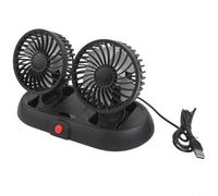 Ventilateur Auto PP pour robuste 12V 24V Compact Ventilateur(5V) | tête orientable, rotation 360°, flux d'air pour personnalisé, idéal été chaud, confort conducteur