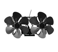 Ventilateur avec brûleur à granulés : circulateur activé par la chaleur noir, ventilateur chauffant à faible bruit, puissant moteur à air, accessoire compact pour poêle | Ventilateurs thermiques