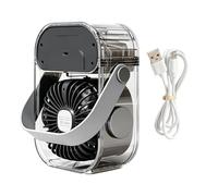Ventilateur avec brume - Refroidissement rechargeable à 3 vitesses avec veilleuse, petit ventilateur alimenté par piles, pour la maison, le bureau, le dortoir, les voyages, l'été, le camping, la