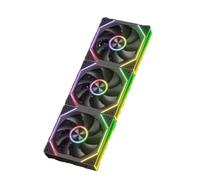 Ventilateur Bloc PWM ARGB 4 Broches 12CM 12V Grand Volume D'air 56.62cfm 800-1800RPM Accessoires Montage PC(Black,3PCS)